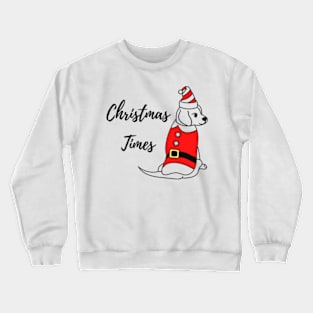 christmas times red santa dog illustration Crewneck Sweatshirt